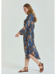 Shirt Collar Belt Detailed Blue Bohemian Plus Size Dress 4613